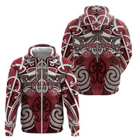 Personalised Maori Te Arawa Zip Hoodie Silver Fern Kowhaiwhai Art LT01 - Polynesian Pride