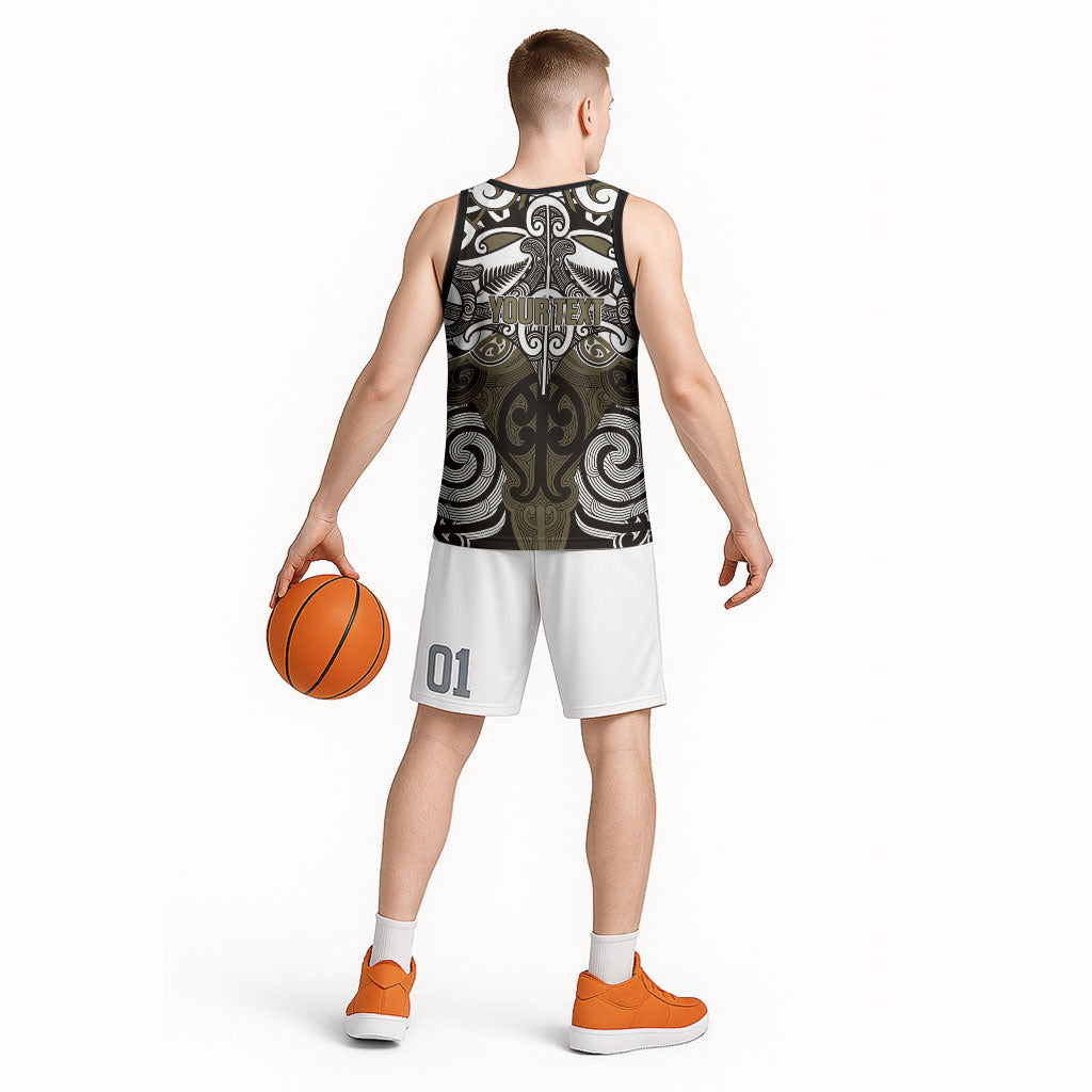 Personalised Maori Waikato Tainui Basketball Jersey Silver Fern Kowhaiwhai Art LT01 - Polynesian Pride