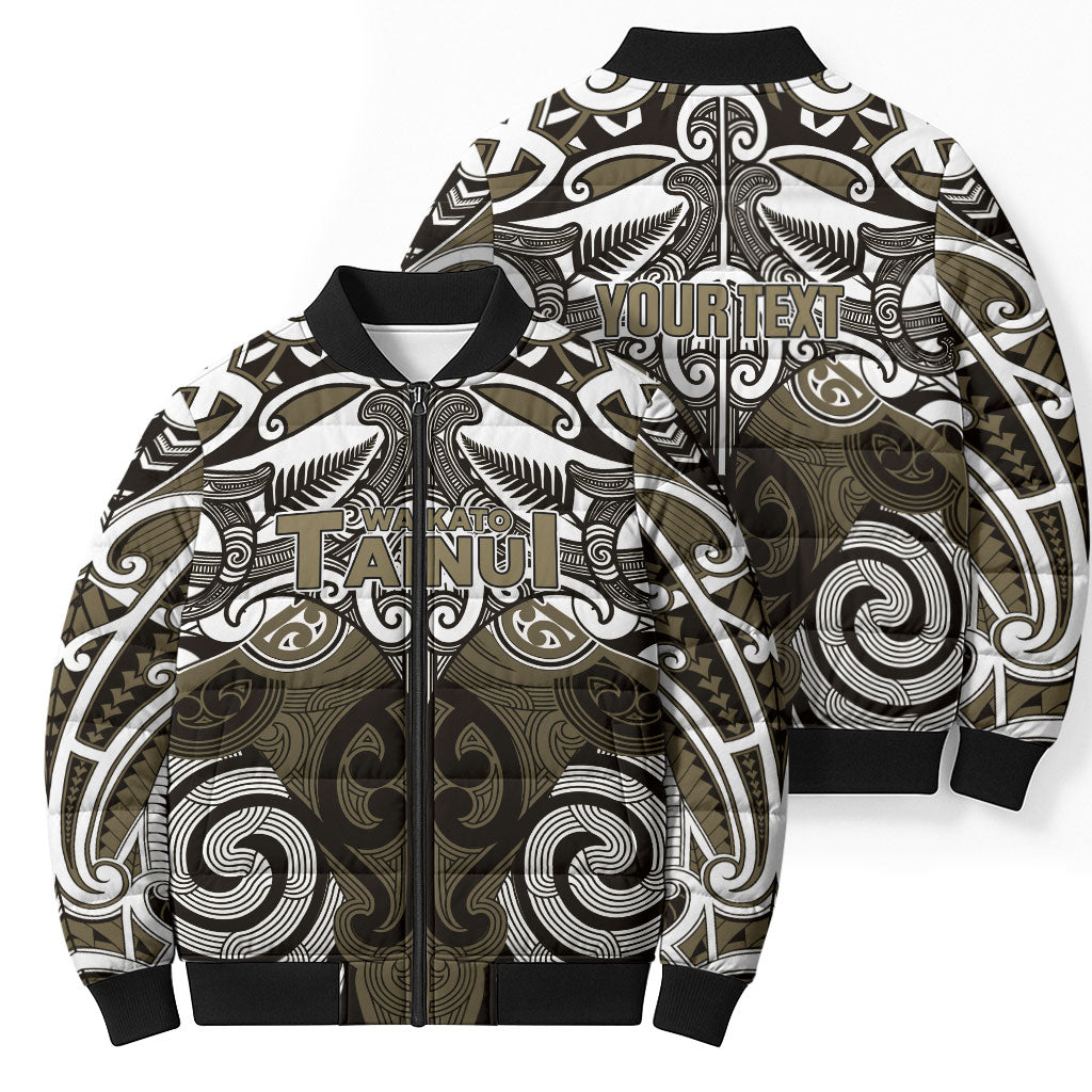 Personalised Maori Waikato Tainui Bomber Puffer Jacket Silver Fern Kowhaiwhai Art LT01 - Polynesian Pride