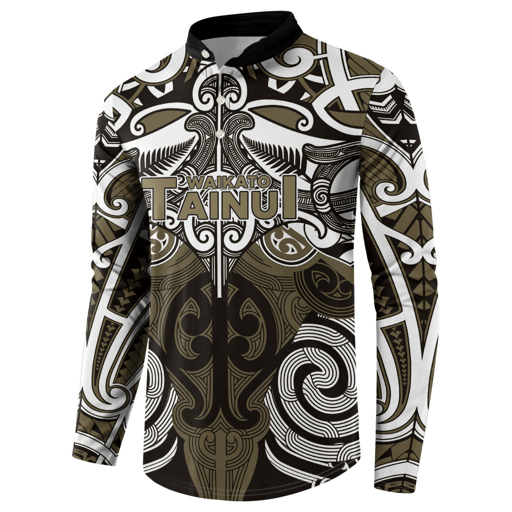 Personalised Maori Waikato Tainui Button Sweatshirt Silver Fern Kowhaiwhai Art LT01 - Polynesian Pride