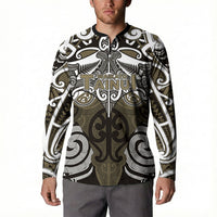 Personalised Maori Waikato Tainui Button Sweatshirt Silver Fern Kowhaiwhai Art LT01 - Polynesian Pride