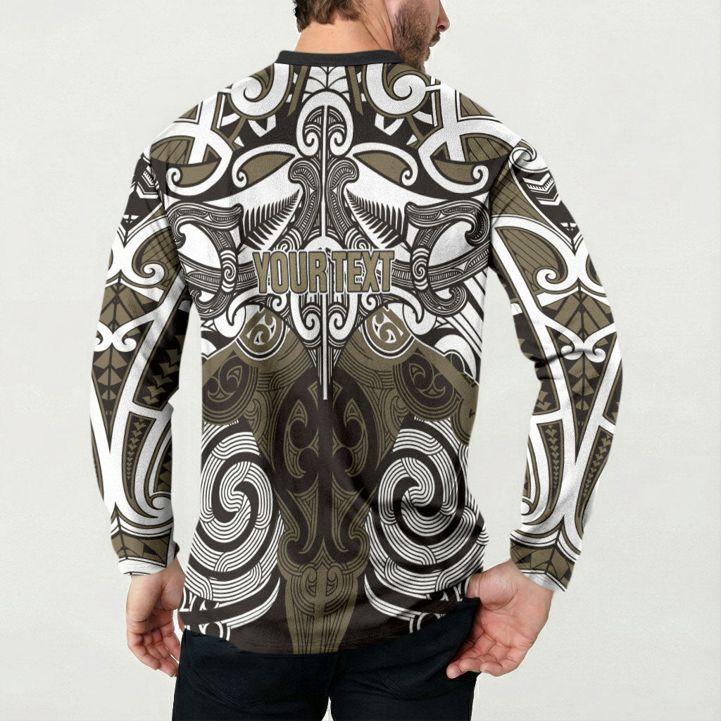 Personalised Maori Waikato Tainui Button Sweatshirt Silver Fern Kowhaiwhai Art LT01 - Polynesian Pride