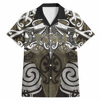 Personalised Maori Waikato Tainui Hawaiian Shirt Silver Fern Kowhaiwhai Art LT01 Muted Gold - Polynesian Pride