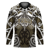 Personalised Maori Waikato Tainui Hockey Jersey Silver Fern Kowhaiwhai Art LT01 Unisex Muted Gold - Polynesian Pride