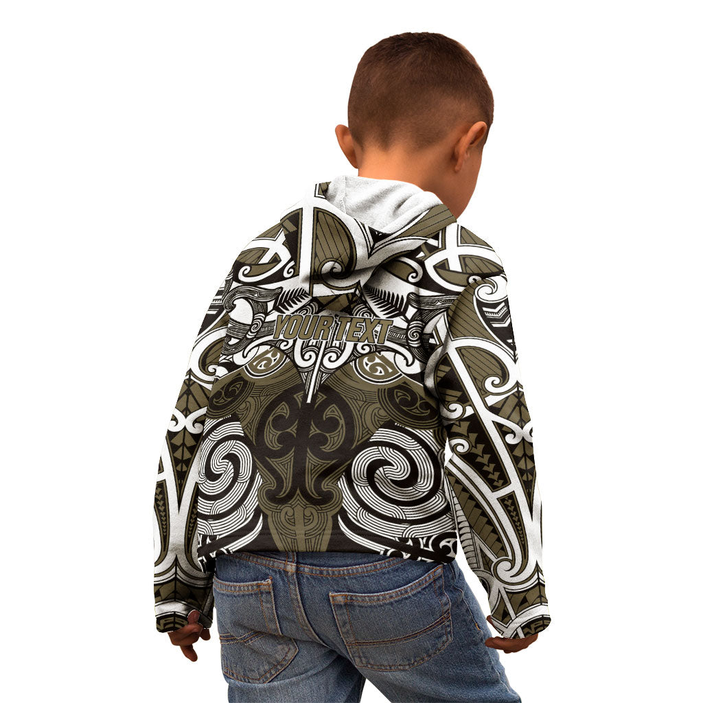 Personalised Maori Waikato Tainui Kid Hoodie Silver Fern Kowhaiwhai Art LT01 - Polynesian Pride