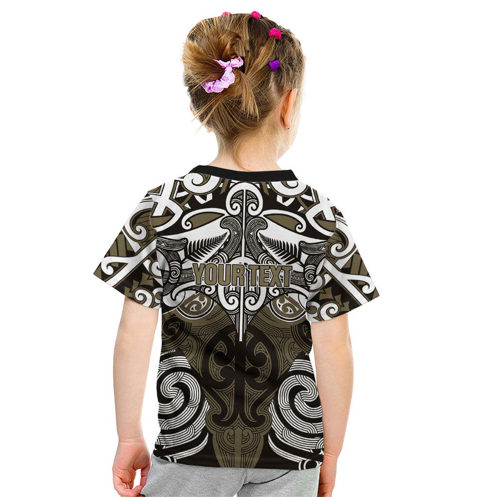 Personalised Maori Waikato Tainui Kid T Shirt Silver Fern Kowhaiwhai Art LT01 - Polynesian Pride