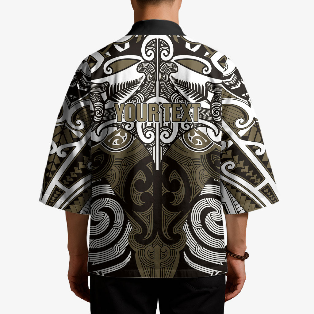 Personalised Maori Waikato Tainui Kimono Silver Fern Kowhaiwhai Art LT01 - Polynesian Pride