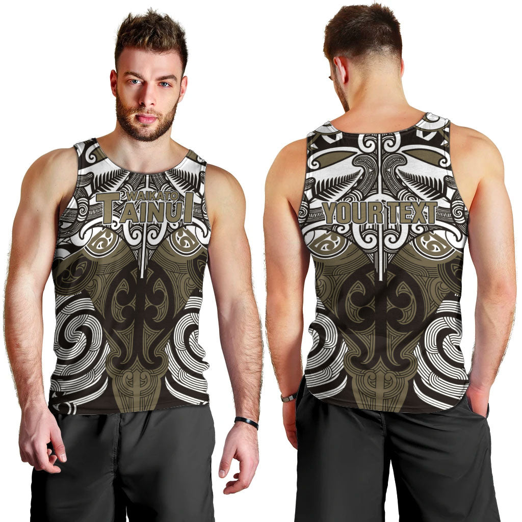 Personalised Maori Waikato Tainui Men Tank Top Silver Fern Kowhaiwhai Art LT01 - Polynesian Pride