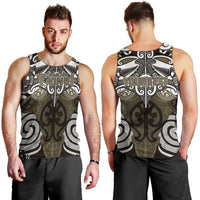 Personalised Maori Waikato Tainui Men Tank Top Silver Fern Kowhaiwhai Art LT01 - Polynesian Pride