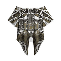 Personalised Maori Waikato Tainui Off Shoulder Wrap Waist Top Silver Fern Kowhaiwhai Art LT01 - Polynesian Pride