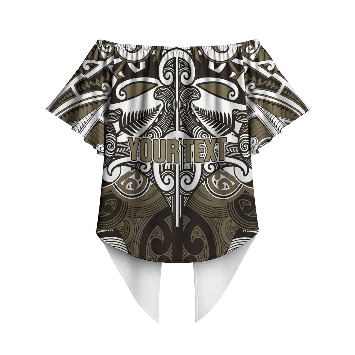 Personalised Maori Waikato Tainui Off Shoulder Wrap Waist Top Silver Fern Kowhaiwhai Art LT01 - Polynesian Pride