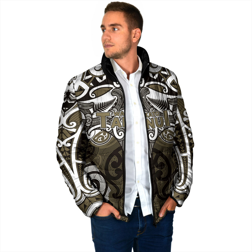 Personalised Maori Waikato Tainui Padded Jacket Silver Fern Kowhaiwhai Art LT01 - Polynesian Pride