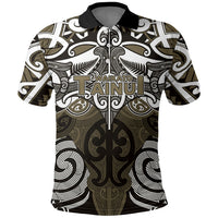 Personalised Maori Waikato Tainui Polo Shirt Silver Fern Kowhaiwhai Art LT01 Muted Gold - Polynesian Pride