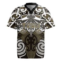 Personalised Maori Waikato Tainui Rugby Jersey Silver Fern Kowhaiwhai Art LT01 Muted Gold - Polynesian Pride