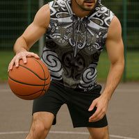 Personalised Maori Waikato Tainui Sleeveless Hoodie Silver Fern Kowhaiwhai Art LT01 - Polynesian Pride