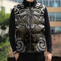 Personalised Maori Waikato Tainui Sleeveless Puffer Jacket Silver Fern Kowhaiwhai Art LT01 - Polynesian Pride