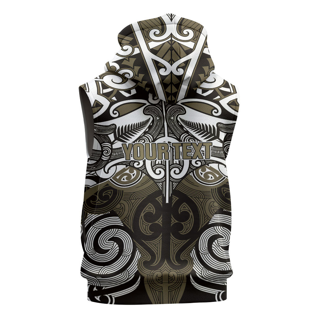 Personalised Maori Waikato Tainui Sleeveless Zip Hoodie Silver Fern Kowhaiwhai Art LT01 - Polynesian Pride