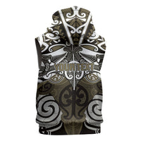 Personalised Maori Waikato Tainui Sleeveless Zip Hoodie Silver Fern Kowhaiwhai Art LT01 - Polynesian Pride