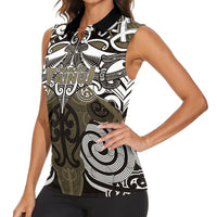 Personalised Maori Waikato Tainui Women Sleeveless Polo Shirt Silver Fern Kowhaiwhai Art LT01 - Polynesian Pride