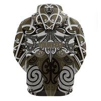 Personalised Maori Waikato Tainui Zip Hoodie Silver Fern Kowhaiwhai Art LT01 - Polynesian Pride