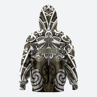 Personalised Maori Waikato Tainui Zip Hoodie Silver Fern Kowhaiwhai Art LT01 - Polynesian Pride