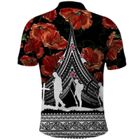 New Zealand ANZAC Day Polo Shirt Poppy With Polynesian Pattern LT01 - Polynesian Pride