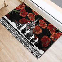 New Zealand ANZAC Day Rubber Doormat Poppy With Polynesian Pattern LT01 - Polynesian Pride
