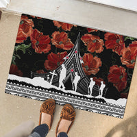 New Zealand ANZAC Day Rubber Doormat Poppy With Polynesian Pattern LT01 - Polynesian Pride