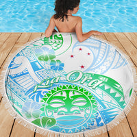 Kia Ora Maori New Zealand Pastel Beach Blanket Sun Ta Moko Aqua Green Version LT01 - Polynesian Pride