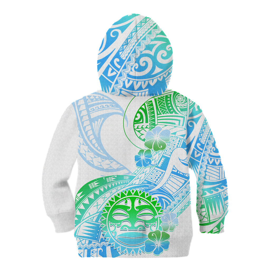 Kia Ora Maori New Zealand Pastel Kid Hoodie Sun Ta Moko Aqua Green Version LT01 - Polynesian Pride