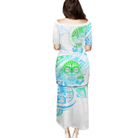 Kia Ora Maori New Zealand Pastel Puletasi Sun Ta Moko Aqua Green Version LT01 - Polynesian Pride