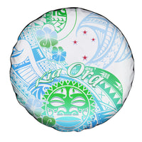 Kia Ora Maori New Zealand Pastel Spare Tire Cover Sun Ta Moko Aqua Green Version LT01 - Polynesian Pride