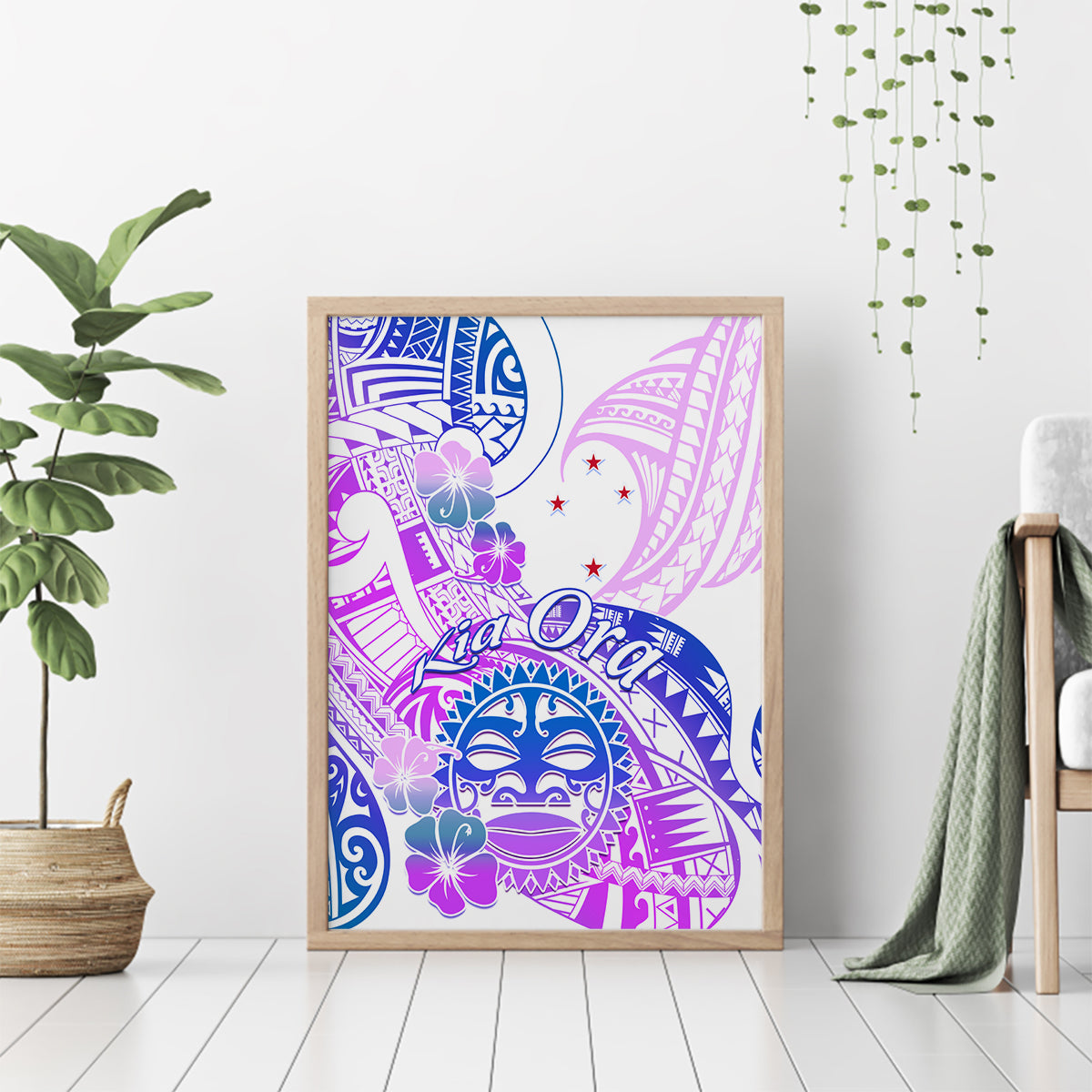 Kia Ora Maori New Zealand Pastel Canvas Wall Art Sun Ta Moko Lilac Version LT01 - Polynesian Pride