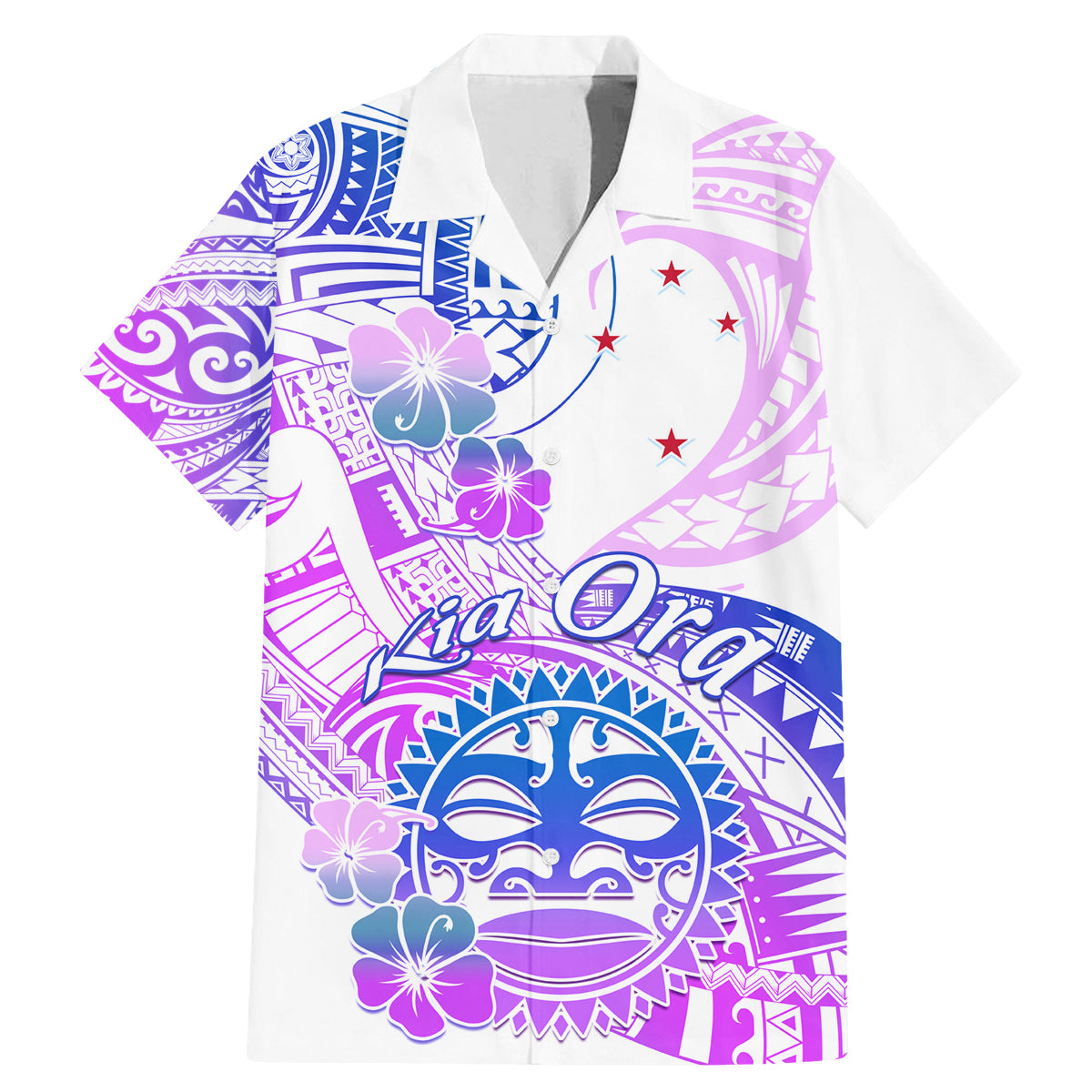 Kia Ora Maori New Zealand Pastel Family Matching Mermaid Dress and Hawaiian Shirt Sun Ta Moko Lilac Version LT01 Dad's Shirt - Short Sleeve Purple - Polynesian Pride