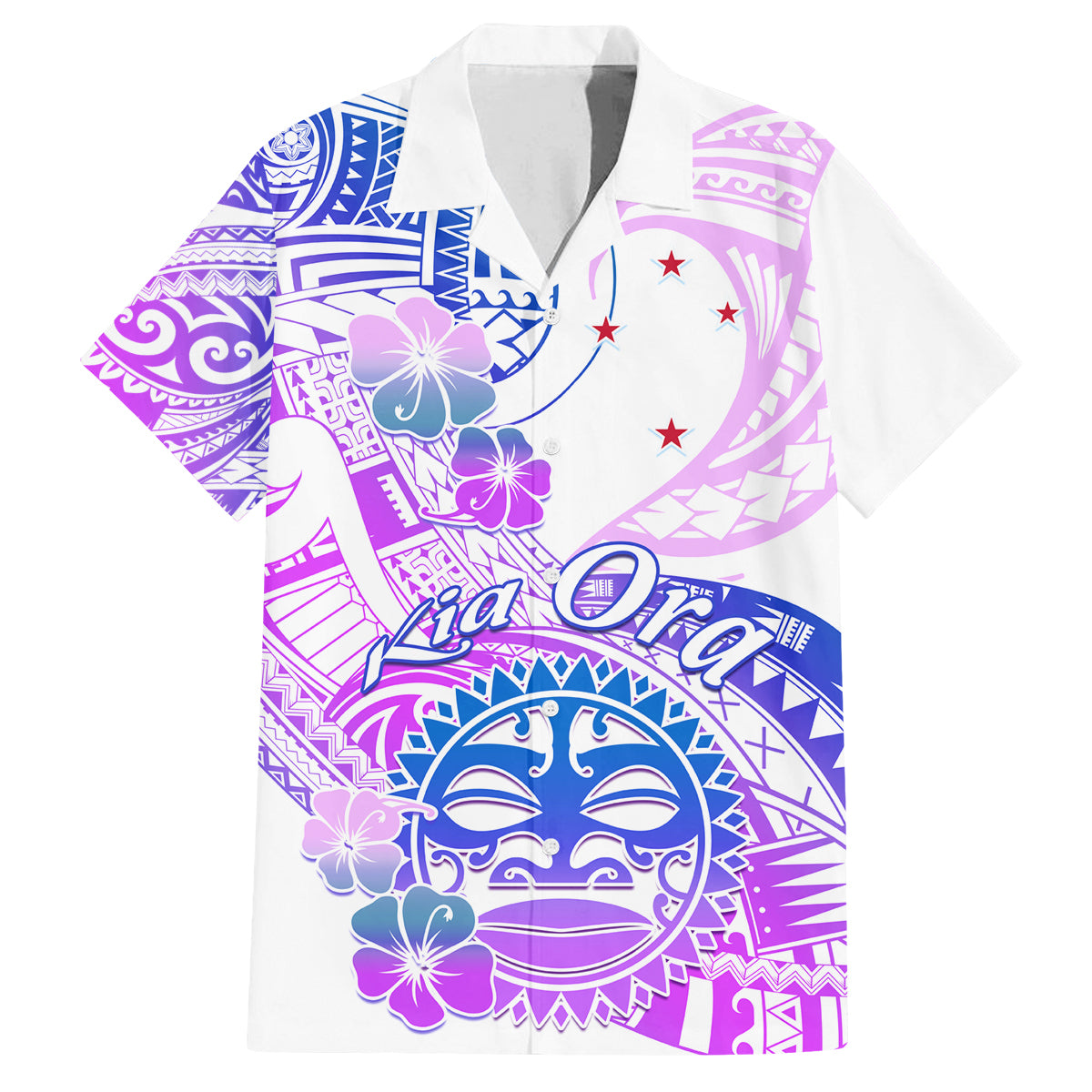 Kia Ora Maori New Zealand Pastel Family Matching Summer Maxi Dress and Hawaiian Shirt Sun Ta Moko Lilac Version LT01 Dad's Shirt - Short Sleeve Purple - Polynesian Pride