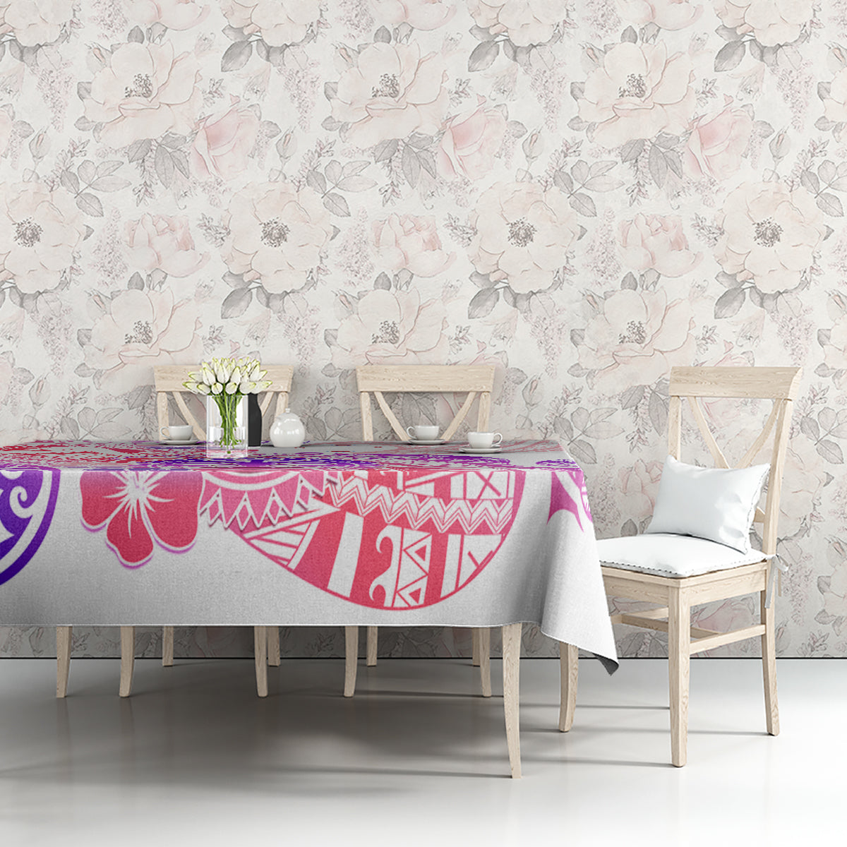 Kia Ora Maori New Zealand Pastel Tablecloth Sun Ta Moko Sweet Version LT01 - Polynesian Pride