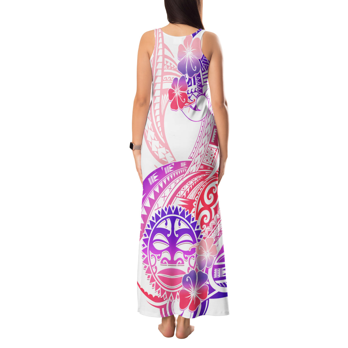 Kia Ora Maori New Zealand Pastel Tank Maxi Dress Sun Ta Moko Sweet Version LT01 - Polynesian Pride