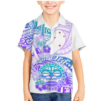 Kia Ora Maori New Zealand Pastel Family Matching Mermaid Dress and Hawaiian Shirt Sun Ta Moko Violet Version LT01 Son's Shirt Purple - Polynesian Pride