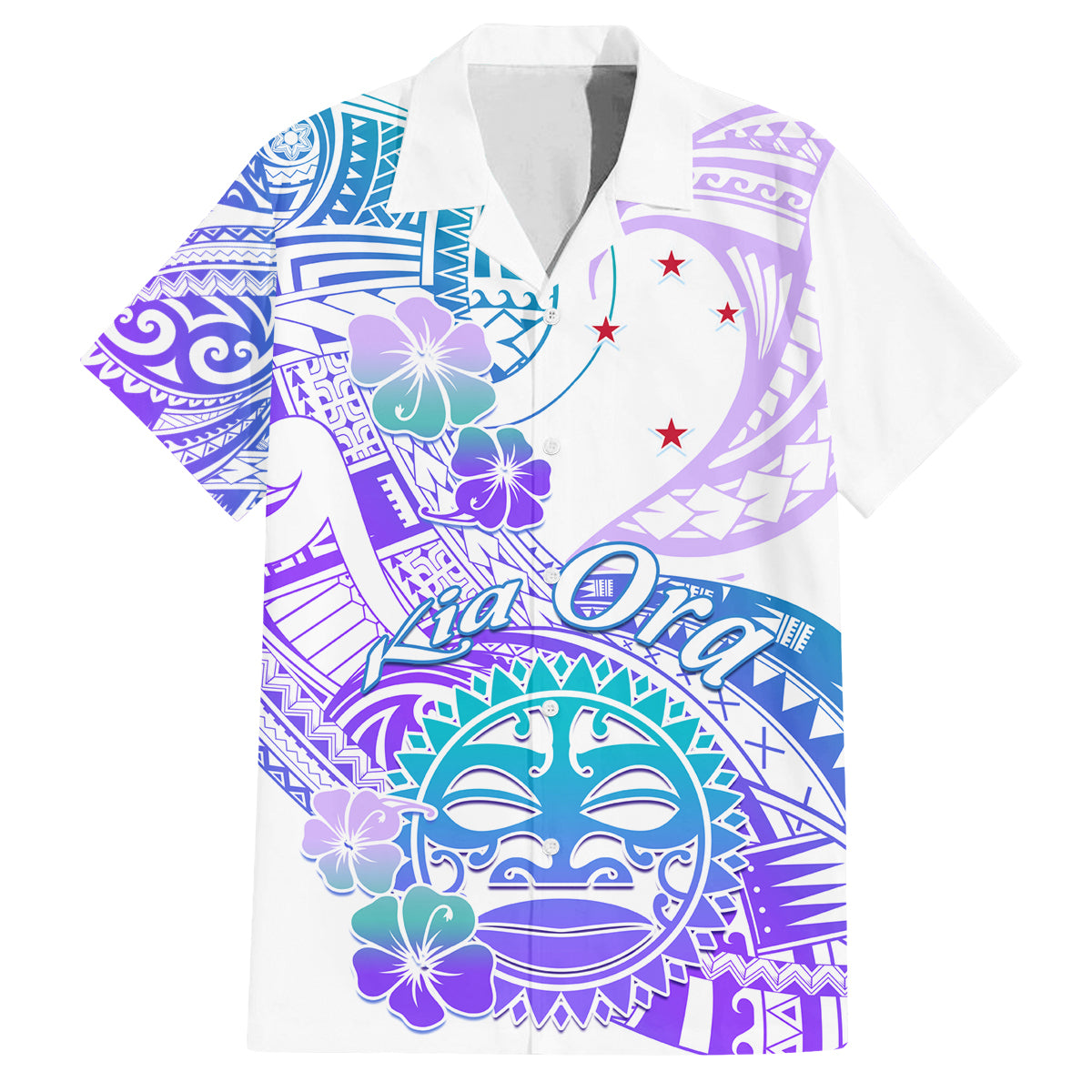 Kia Ora Maori New Zealand Pastel Family Matching Tank Maxi Dress and Hawaiian Shirt Sun Ta Moko Violet Version LT01 Dad's Shirt - Short Sleeve Purple - Polynesian Pride