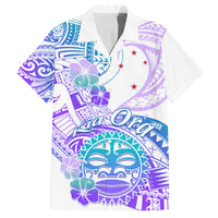 Kia Ora Maori New Zealand Pastel Family Matching Tank Maxi Dress and Hawaiian Shirt Sun Ta Moko Violet Version LT01 Dad's Shirt - Short Sleeve Purple - Polynesian Pride