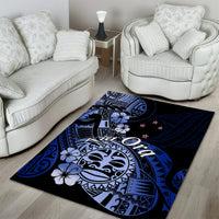 Aotearoa Kia Ora New Zealand Ta Moko Blue Version Area Rug LT01 - Polynesian Pride