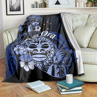 Aotearoa Kia Ora New Zealand Ta Moko Blue Version Blanket LT01 - Polynesian Pride
