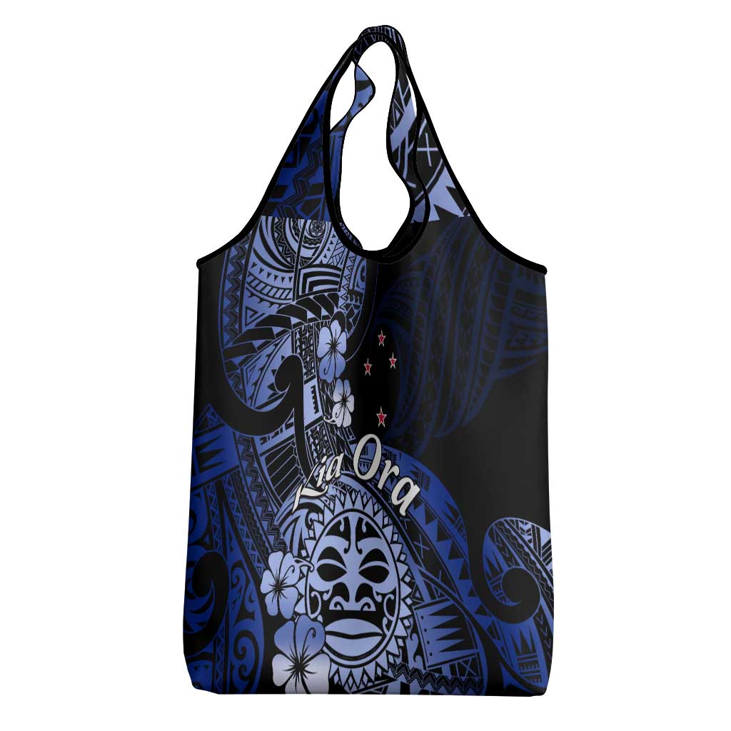 Aotearoa Kia Ora New Zealand Ta Moko Blue Version Grocery Bag