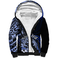 Aotearoa Kia Ora New Zealand Ta Moko Blue Version Sherpa Hoodie LT01 Unisex Blue - Polynesian Pride