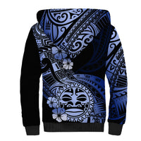 Aotearoa Kia Ora New Zealand Ta Moko Blue Version Sherpa Hoodie LT01 - Polynesian Pride