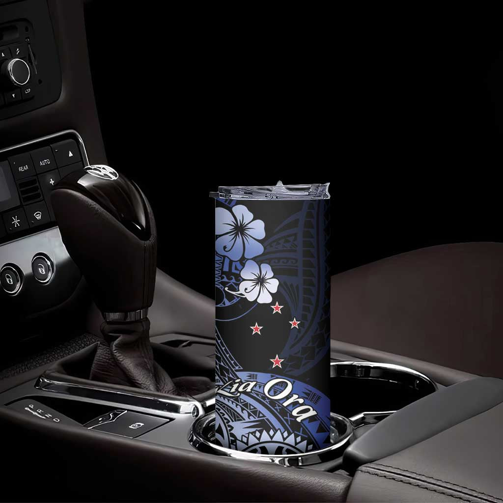 Aotearoa Kia Ora New Zealand Ta Moko Blue Version Skinny Tumbler