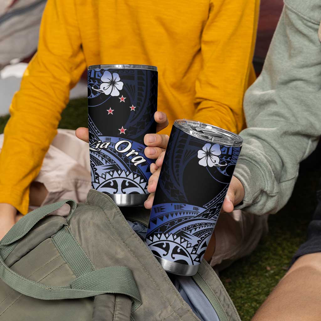 Aotearoa Kia Ora New Zealand Ta Moko Blue Version Tumbler Cup