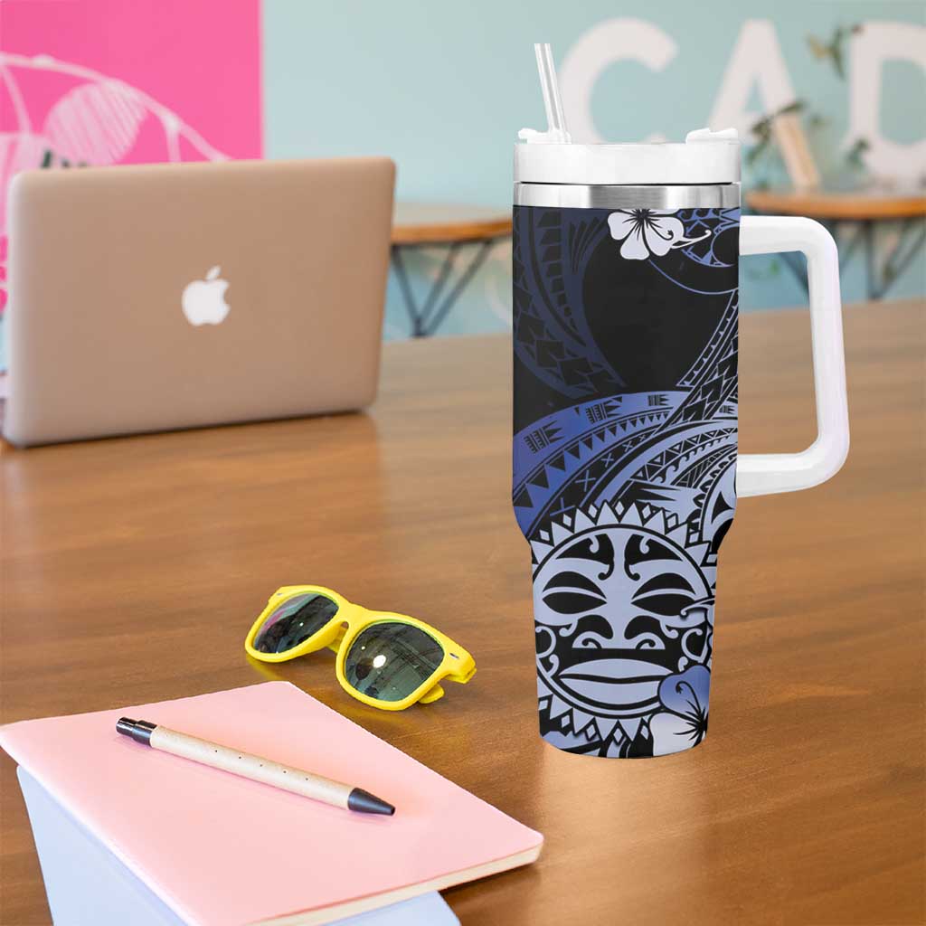 Aotearoa Kia Ora New Zealand Ta Moko Blue Version Tumbler With Handle LT01 - Polynesian Pride