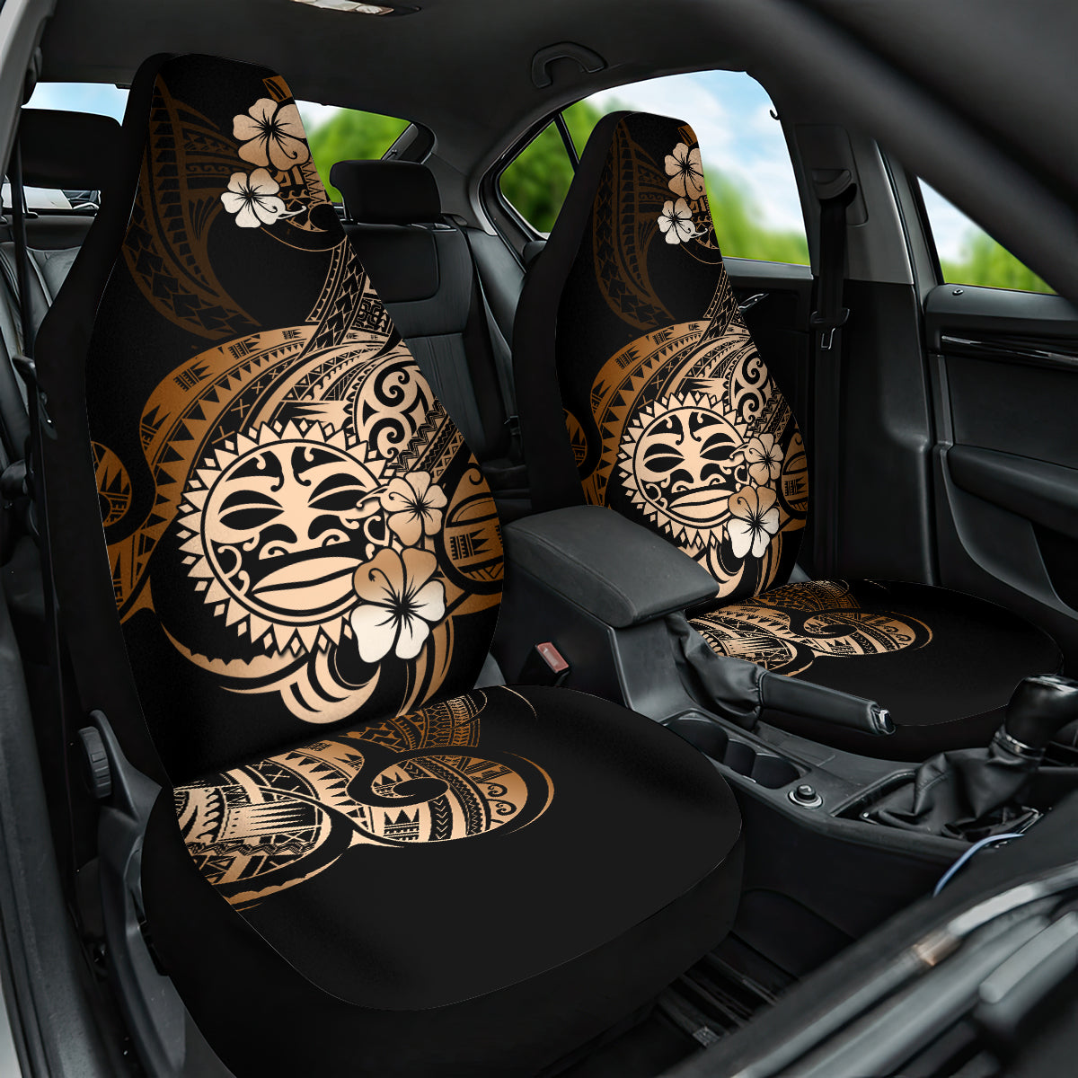 Aotearoa Kia Ora New Zealand Ta Moko Gold Version Car Seat Cover LT01 One Size Gold - Polynesian Pride