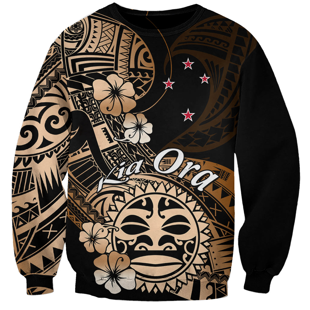 Aotearoa Kia Ora New Zealand Ta Moko Gold Version Sweatshirt LT01 Unisex Gold - Polynesian Pride